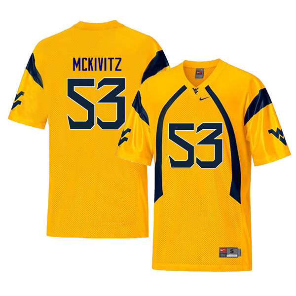 Men #53 Colton McKivitz West Virginia Mountaineers Retro College Football Jerseys Sale-Yellow